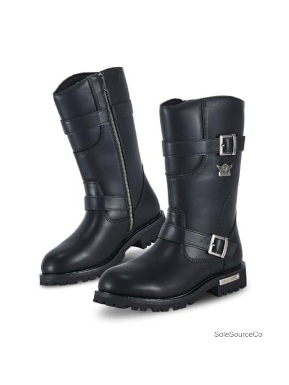 Men's Motorcycle Boots PU Leather Waterproof Side Zipper Mid-Calf Boots